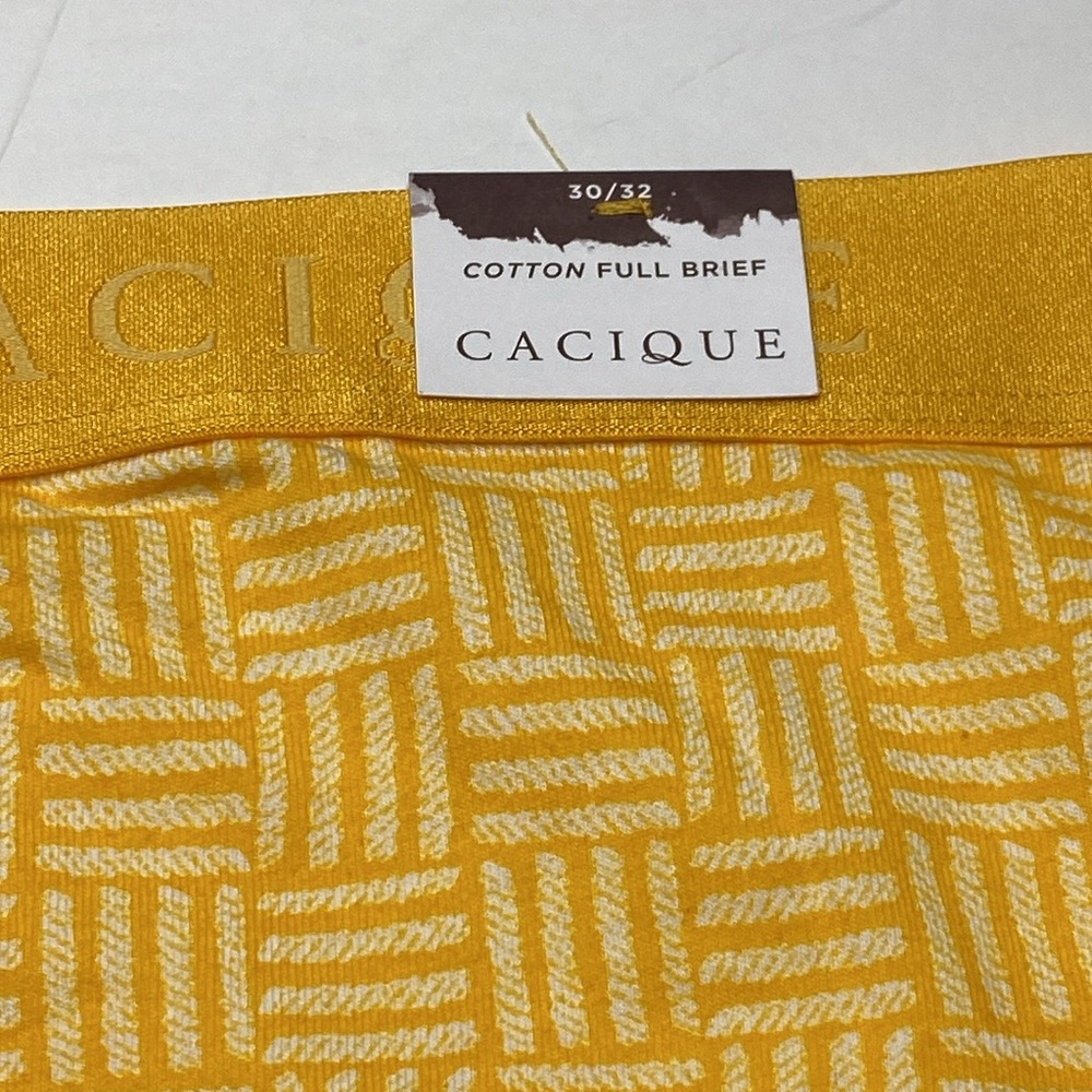 30/32 yellow geometric cotton full brief panty wide waistband NWT Lane Bryant 5x - Picture 6 of 7